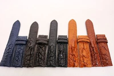 FAIT MAIN Bracelet de montre en cuir de peau d'alligator de crocodile véritable 18...