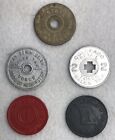 Lot Of 5X Nice Antique State Tax Tokens