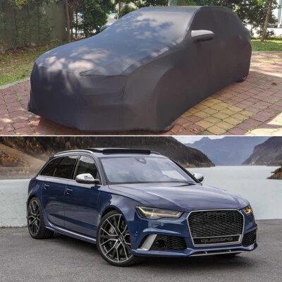 Cubierta de coche elástica a prueba de polvo personalizada negra para Audi RS6 2003-2010 Foto 1 de 4