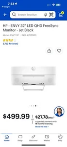 HP ENVY 32 INCH WHITE LED QHD STUNNING MONITOR - Picture 1 of 5
