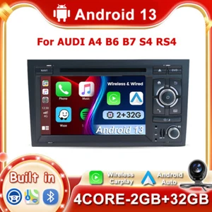 2G+32G For AUDI A4 B6 B7 S4 RS4 Car Stereo Radio DVD Android 13 GPS Navi CarPlay - Bild 1 von 16