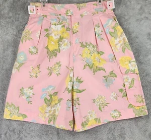 Chaus Shorts Womens 16 Pink Floral Pleated Belted Wide Leg Casual 80s Vintage - Picture 1 of 10