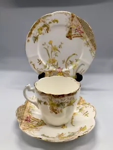 3Pc Antique Wileman Foley Kensington Pattern Lily Shape Trio Teacup & Saucer Set - Picture 1 of 10