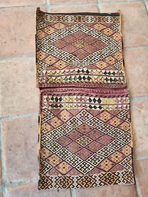 Antigua alfombra tribal caucásica original / alfombra de pelo bolsa de sillín Foto 1 de 4