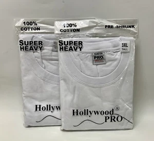 2 WHITE T-SHIRT Crew Neck 3X TALL HEAVY WEIGHT Short Sleeve Cotton New - Picture 1 of 3