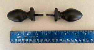 Pair Morgik Metal Custom Steel Curtain Rod Finials Teardrop on Square Base Black - Picture 1 of 2