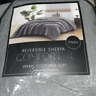 Home Reversible Faux Sherpa Comforter Twin in Gray - NIP