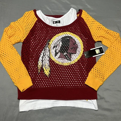 Washington Redskins Top Womens Medium Team Apparel Mesh Long Sleeve Jersey Tank Cover
