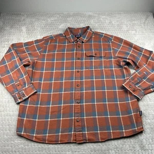 Patagonia Shirt Men XL Blue Orange Organic Cotton Flannel Shirt - Picture 1 of 13