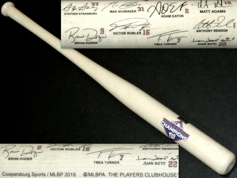 WASHINGTON NATIONALS~2019 WORLD SERIES~18" MINI BASEBALL BAT~9 PLAYER SIGNATURES Cover