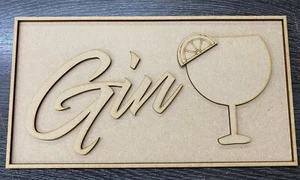 MDF Gin Sign / Wall Art / Bar Sign - Unpainted - Picture 1 of 2