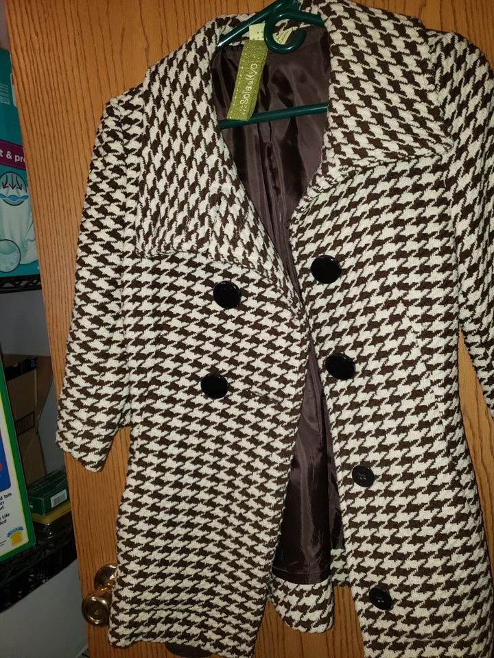 Soia & Kyo гороха пальто куртка белый коричневый гончие зуб шерсти TP/XS - Изображение 1 из 4