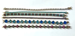 JOAN RIVERS TENNIS ARMBAND KONVOLUT LILA BLUME TÜRKIS PERLEN BLAUTÖNE - Bild 1 von 5