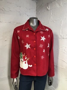 Blazer vintage Take Two Clothing Company para mujer muñeco de nieve talla mediana - Imagen 1 de 3