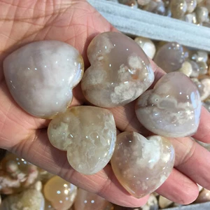 5pc Natural sakura agate love heart crystal hand-polished reiki healing - Picture 1 of 7