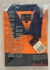 KingGee Mens 3XL Work Shirt  Long Sleeve Reflective HI Visibility Orange & Navy