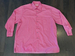 Ermenegildo Zegna Shirt 2XB Tall HOT PINK LS COTTON 18 / 35 MADE IN ITALY - Picture 1 of 23
