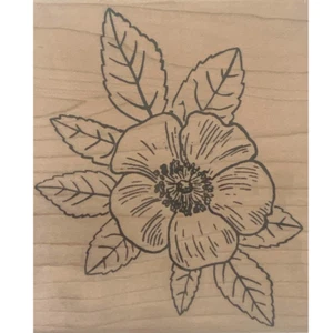 Flower Rubber Wooden Mounted Stamp - Picture 1 of 5