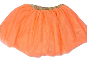 Falda naranja neón para niñas H&M con desechos dorados a rayas y forrada talla 8-10 - Imagen 1 de 4