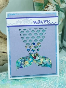 handgemachtes Shaker Kartenset Meerjungfrauenschwanz Stampin' Up! Make Waves Sommer - Bild 1 von 2