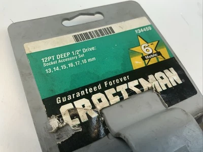 Craftsman 34459, 6pc 1/2 Drive 12pt Deep METRIC Sockets In Rack, 13-18mm USA - Image 1 of 4