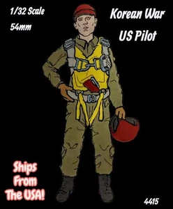 1/32 54mm Resin Figure US Jet Fighter Pilot w/ Helmet Korean War Model Kit 4415 - Picture 1 of 4