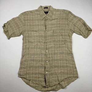 Gitman Bros Shirt Mens Medium Plaid Linen Button Up Made In Italy Lightweight - Picture 1 of 7