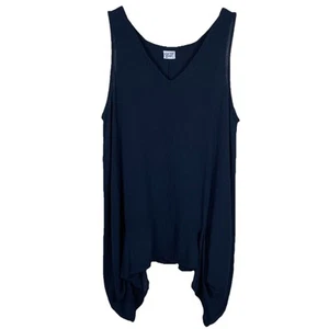 OH MY GAUZE! Flounce Tank Dress Size L/ XL Dk Navy Boho Lagenlook Coastal Beach - Picture 1 of 11