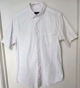 George Herren Weiß Button-Down Kurzarm Hemd Klassische Passform Größe Small 34-35 - Bild 1 von 3