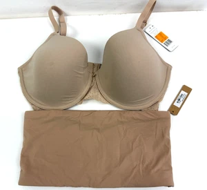 2 Bras NWT Nude SKIMS Strapless Bandeau Bra XS & Natori Bliss Perfecto Bra 34DD - Picture 1 of 5