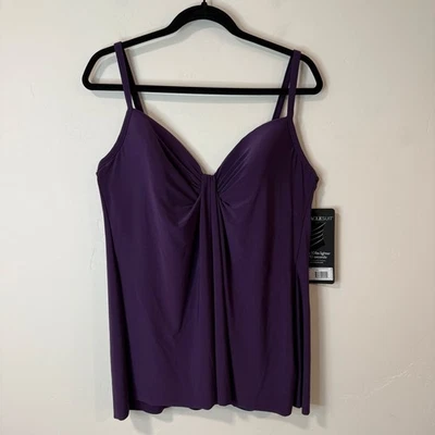MiracleSuit Mujer Marina Top de Natación Tankini Rock Púrpura Sólido NUEVO 16 Con Aros Foto 1 de 4