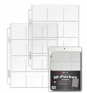 2 Packungen mit 20 (40) BCW 2 1/2" x 2 1/2" Größe 12 Taschen Vinyl Ordner Seiten - Bild 1 von 4