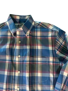 Jos. A. Bank Traveler maßgeschneiderte Knopfleiste - Herren Größe M - blau rosa kariert - Bild 1 von 6