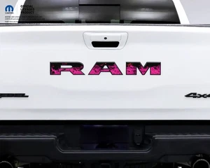 Calcomanías superpuestas de letras de puerta trasera 2500 3500 RAM llamas rosas para camiones 2019-2026 - Imagen 1 de 4