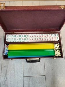 Mah Jong Vintage Set 4 Vassoi 164 Piastrelle Scatola MahJong Gioco - Foto 1 di 17