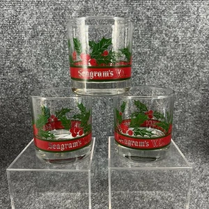3 bicchieri Seagrams VO Natale Agrifoglio Whisky Lowball Vacanze Old Fashioned - Foto 1 di 7