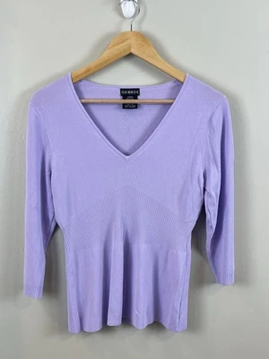 Top tejido ajustado Office Core para mujer largo pastel púrpura cuello en V ajustado carrera Y2K Foto 1 de 4