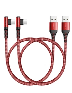 USB C Cable [2 Pack 1.6FT] Fast Charger Type C 3.1A Right Angle Nylon Braided US - Picture 1 of 12