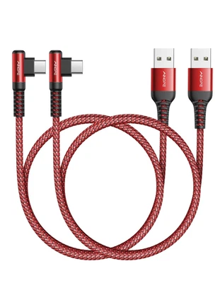USB C Cable [2 Pack 1.6FT] Fast Charger Type C 3.1A Right Angle Nylon Braided US - Image 1 of 4