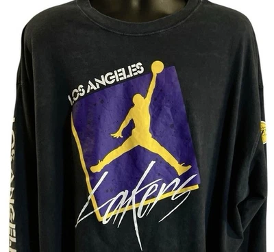 Nike Air Jordan Los Angeles Lakers NBA LA Long Sleeve Shirt Men’s 3X DV5747-010 - Image 1 of 4