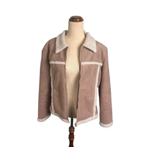 Esprit Jacket Unknown Size See Measurements Faux Suede Sherpa Lined Zip Brown - Picture 1 of 12