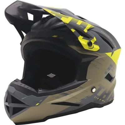 Casco BMX juvenil THH T-42 Xtreme | negro/verde ejército/amarillo Foto 1 de 4