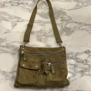 Fossil Sutter Khaki Green Pebbled Leather Crossbody Bag Purse - Picture 1 of 5