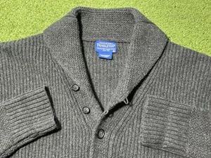 Pendleton 100% Lambswool Shawl Collar Cardigan Mens 2XL Gray  Chunky Fisherman - Picture 1 of 7