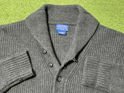 Pendleton 100% Lambswool Shawl Collar Cardigan Mens 2XL Gray  Chunky Fisherman - Image 1 of 4