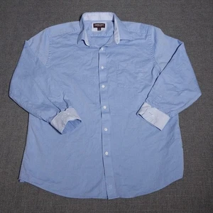 Johnston & Murphy Hemd mit Knopfleiste XL Hahnentritt blau Fassmanschette lesen - Bild 1 von 10