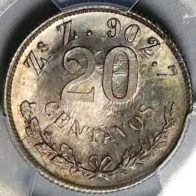 1902-Zs PCGS MS 65 Mexico 20 Centavos Zacatecas Mint GEM Coin POP 1/0 (25103004D - Image 1 of 4