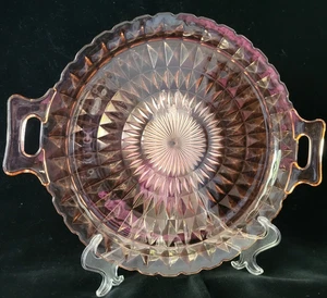 Jeannette Windsor Pink Depression Glass Sandwich Serving Tray with Handles 10" - Picture 1 of 4