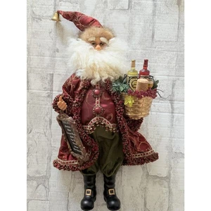 Karen Didion Crakewood Kollektion Weinkarte Weihnachtsmann 19" bestickter Mantel - Bild 1 von 12