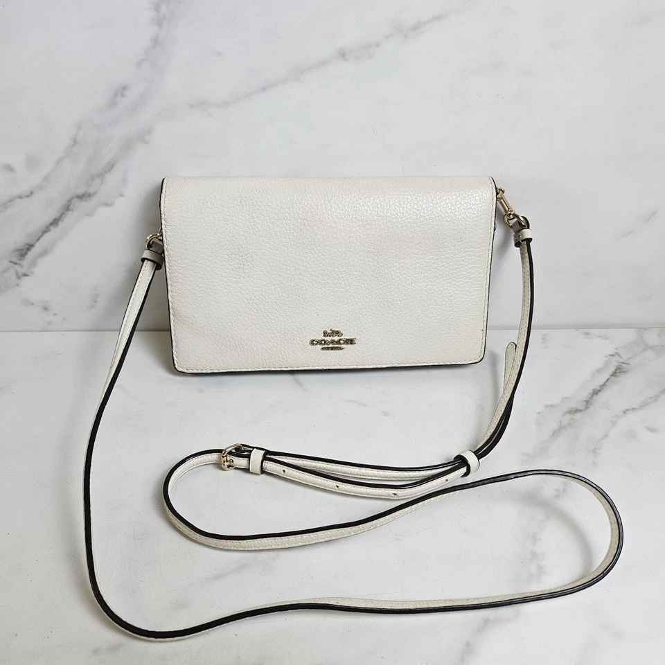 Bolso Bandolera Bandolera Plegable Coach Anna Tiza Crema Marfil Beige Foto 1 de 4